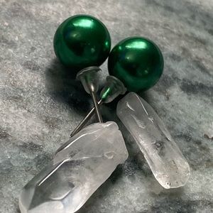 🎈Sale 🎈2 for $10 NWOT Holidays parties glossy green ball post earrings